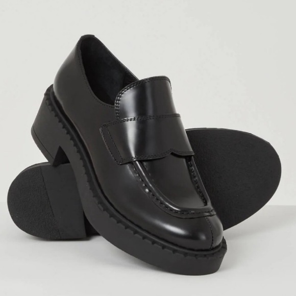 JEFFREY CAMPBELL Librarian Black Leather Mary Jane Loafers Mules - Picture 3 of 12